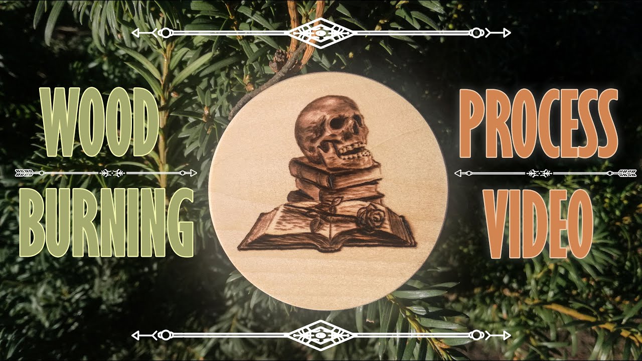 Skull and Rose - pyrography mini - process video