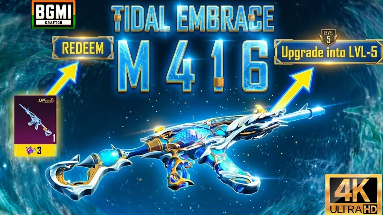 I Finally Unlocked TIDAL EMBRACE M416 Upgrade To LVL 5! 🌊🔥 (BGMI New M416 Skin)