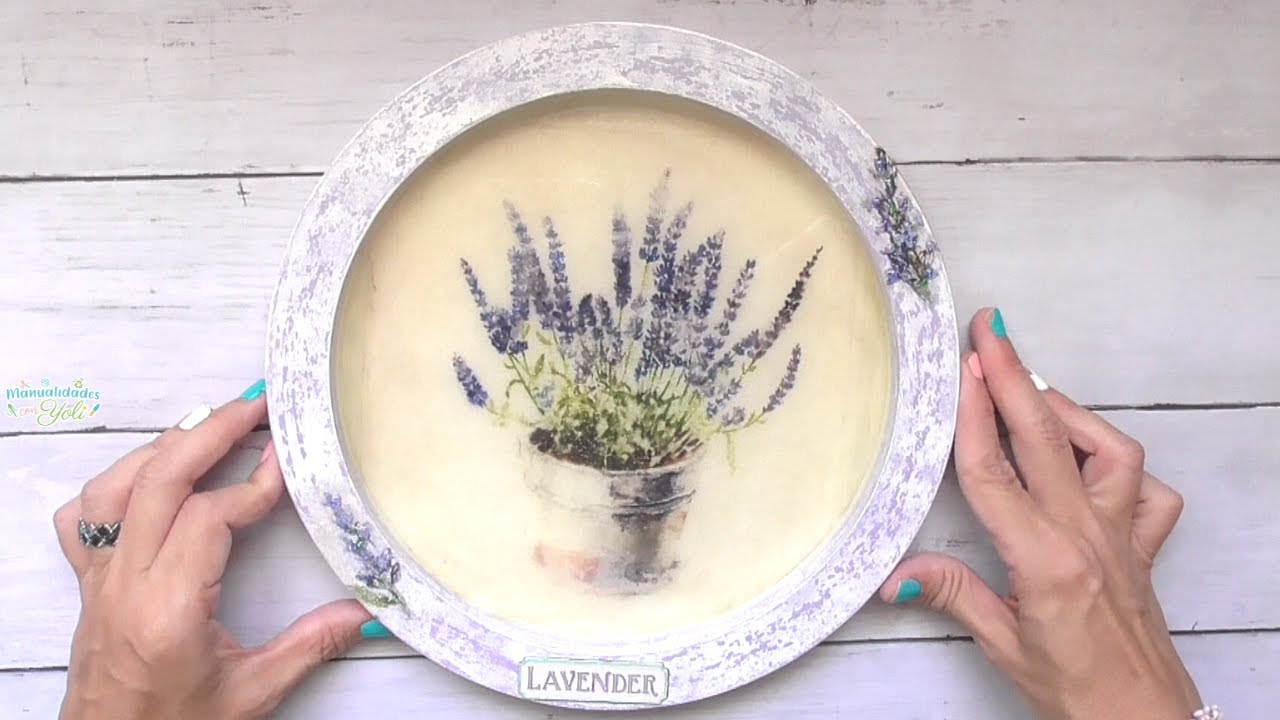 C&oacute;mo Decorar una Bandeja de Madera con Decoupage y Lavandas / Beebeecraft