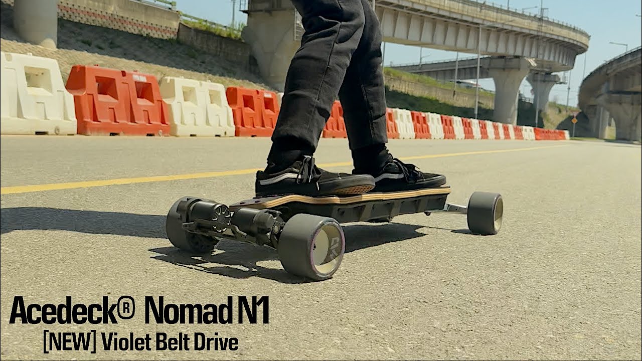 #287 Acedeck® Nomad N1 Electric Skateboard - From Violet AT Gear Drive to Violet Belt Drive