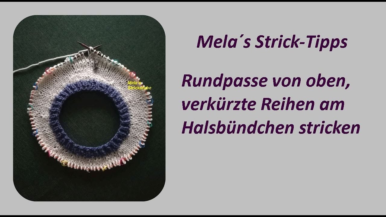 Rundpasse von oben, mit verk&uuml;rzten Reihen am Halsb&uuml;ndchen stricken  -Grundprinzip-