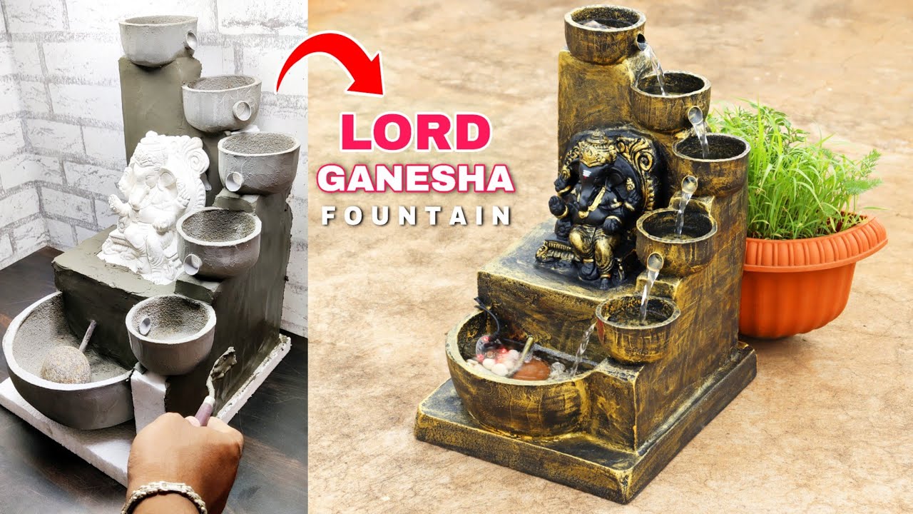 DIY Cement Crafts - Lord Ganesha Indoor Water Fountain | Beautiful Eco Friendly Ganesha Waterfalls