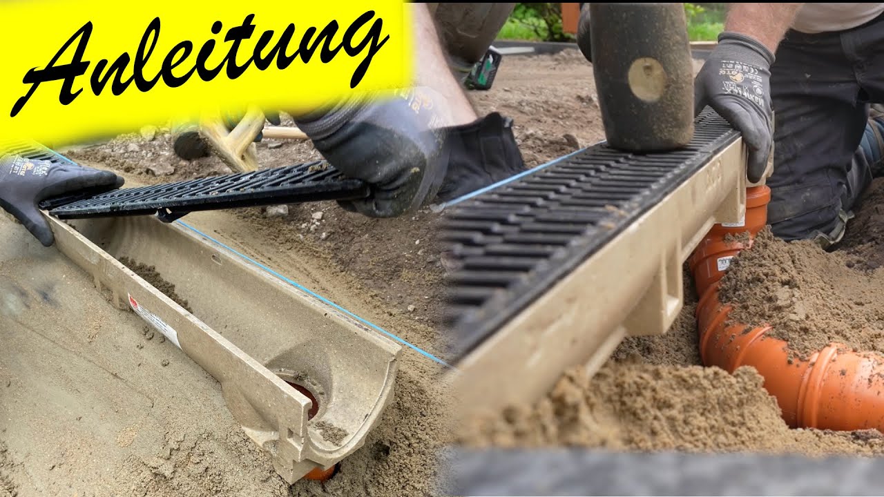 Einbau einer Entwässerungsrinne