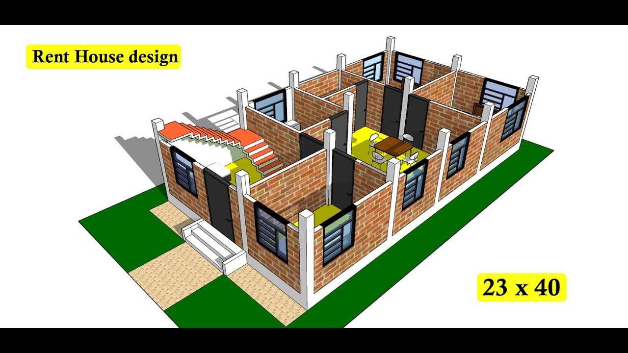 Indian Style 23 x 40 rent house design II 3 room house design II 920 sqft ghar ka naksha