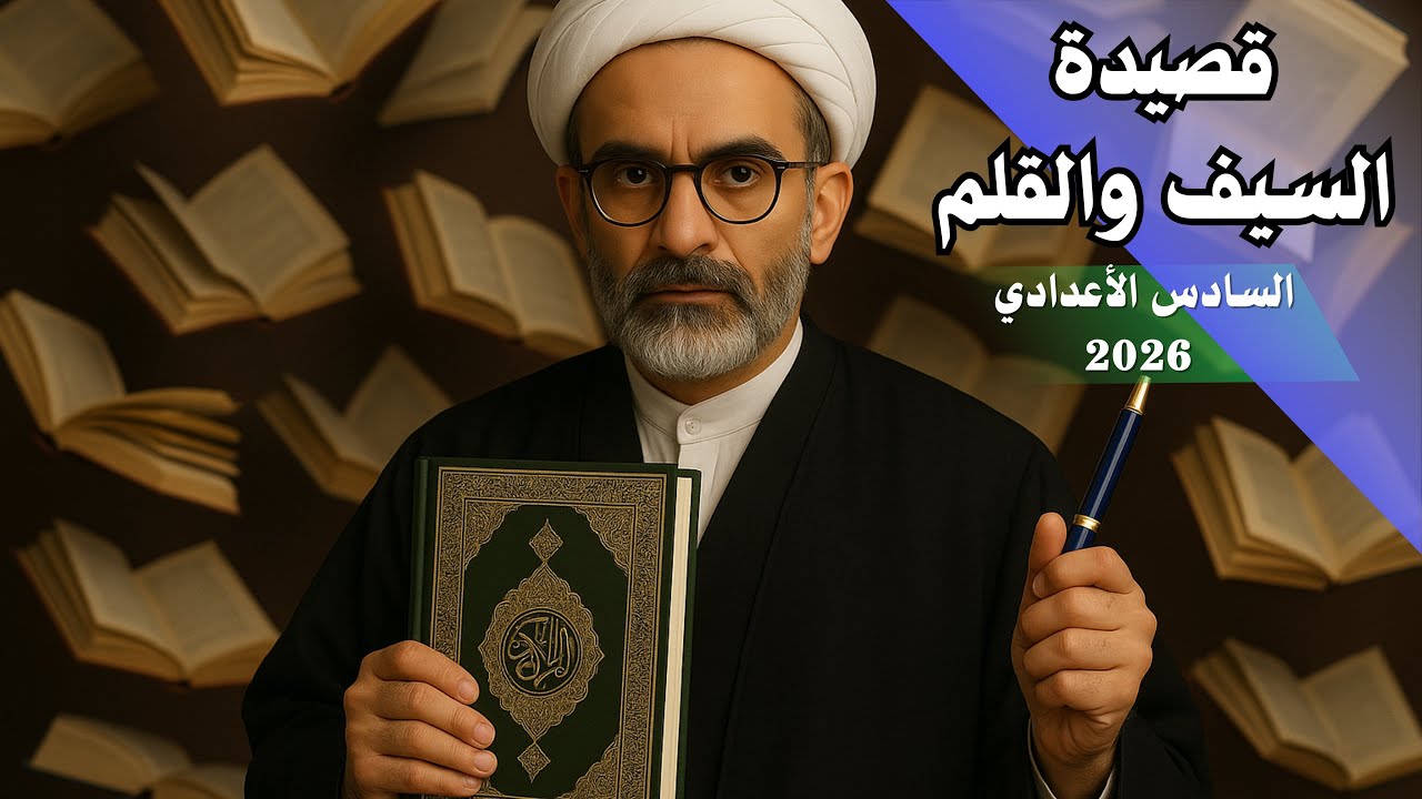 قصيدة علي الشرقي السيف والقلم | تفهم وتحفظ داخل الفيديو | الأدب السادس الأعدادي 2026