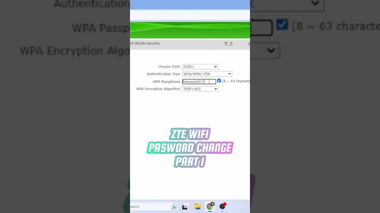 ZTE Wifi Password Change | Part 1 #wifi #zte #wifipassword