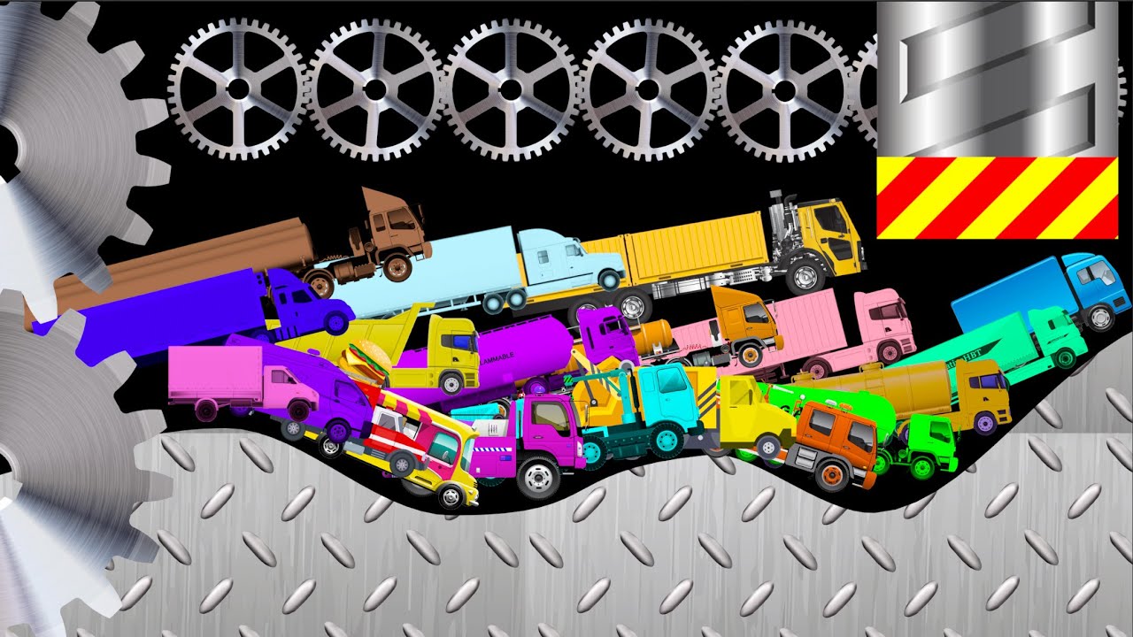 All Truck Race - Tank, Mixer, Container, Ambulance, Crane, Hamburger, Rescue Truck Ragdoll Battle