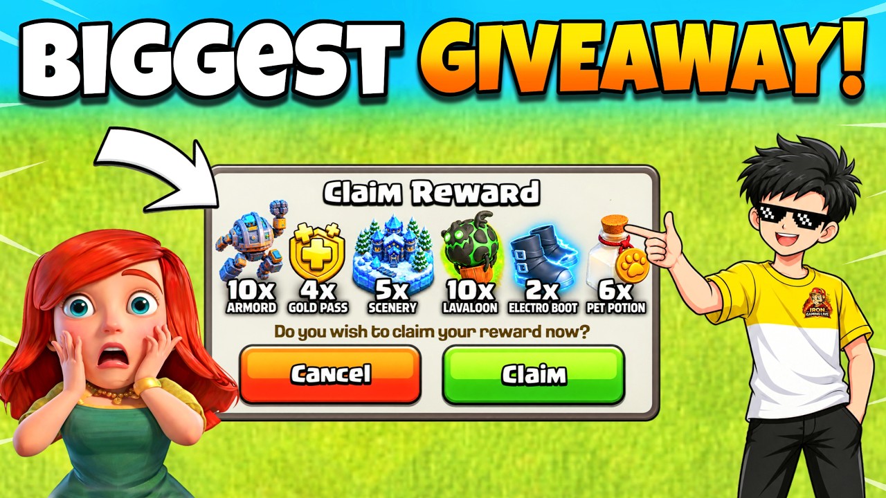 4x GOLD PASS & 5x SCENERY & 12x EQUIPMENTS & 10x SKINS GIVEAWAY BY SUPERCELL IN CLASH OF CLANS! 🎁
