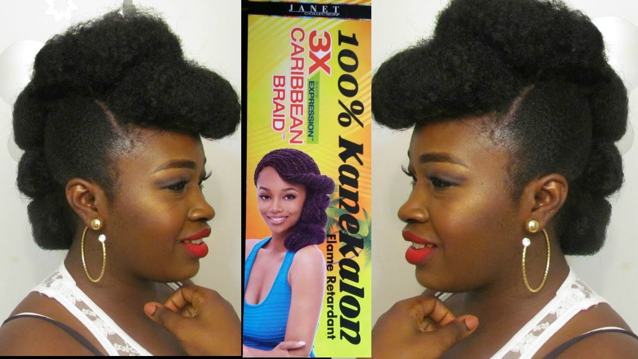 MESSY FAUX BUN HAWK || 3X EXPRESSION || CARIBBEAN BRAID HAIR
