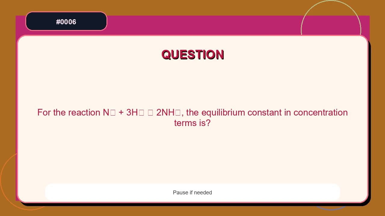 JEE Chemistry Mock Test Questions Set 0006 | Equilibrium Practice
