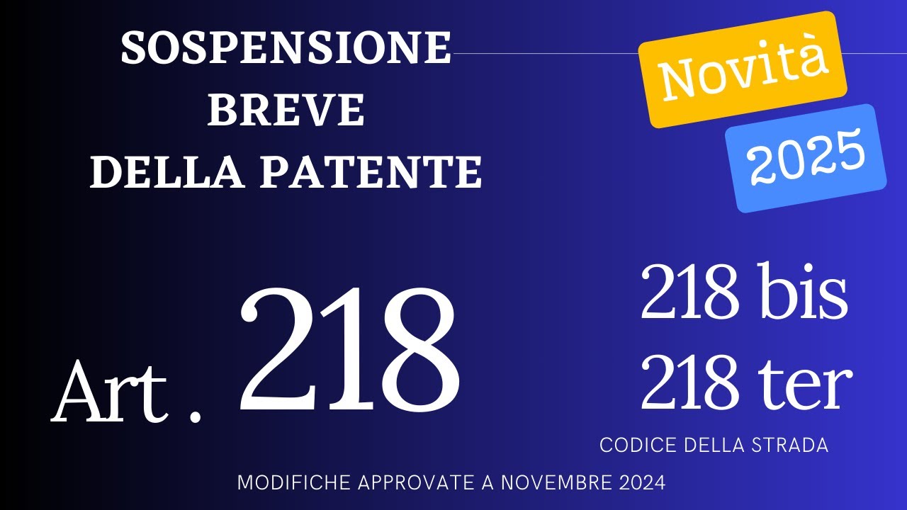 Sospensione breve della patente - patente a punti | RIFORMA CODICE DELLA STRADA 2025