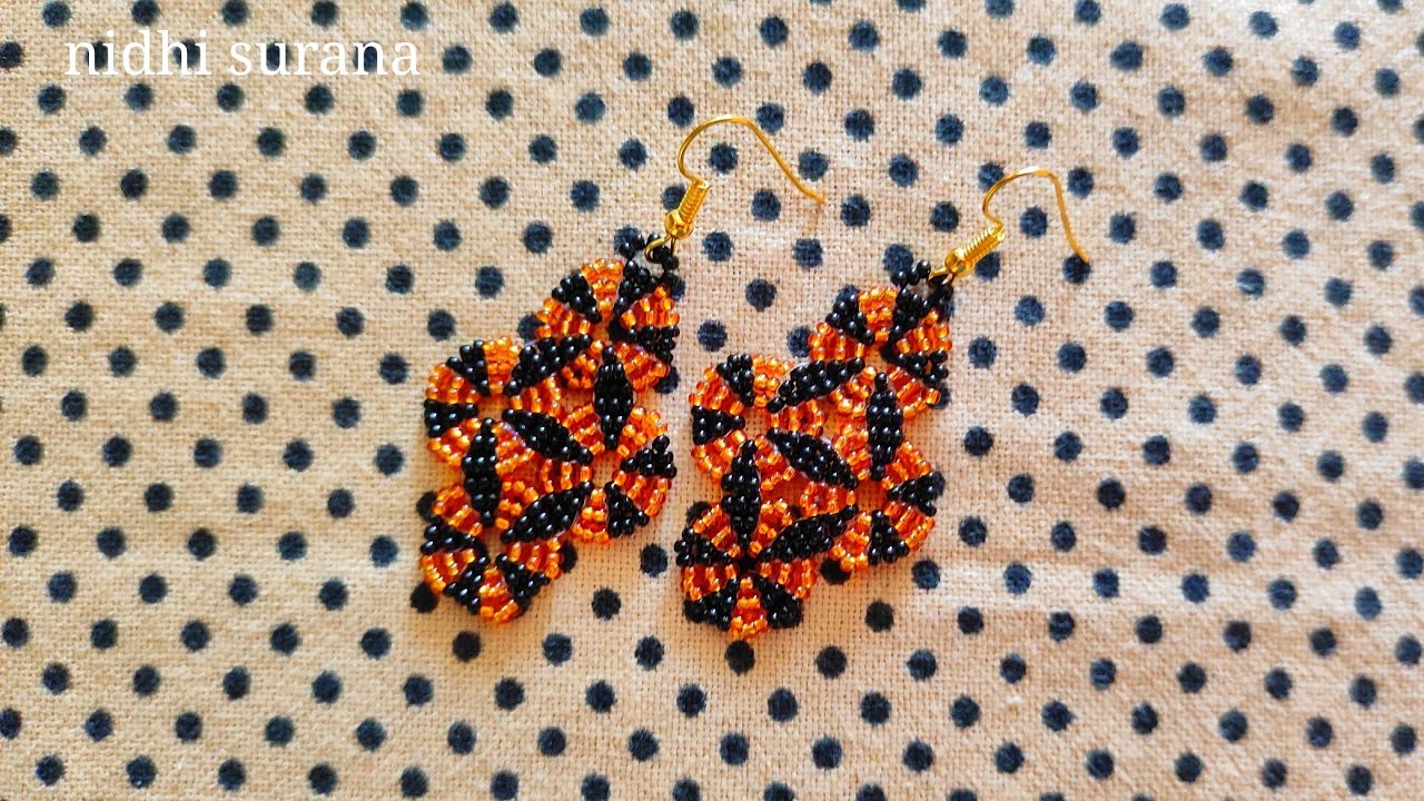 ⚜️Tiger Print Seed beads Earrings/Pendientes de cuentas con estampado de tigre/ Tutorial diy