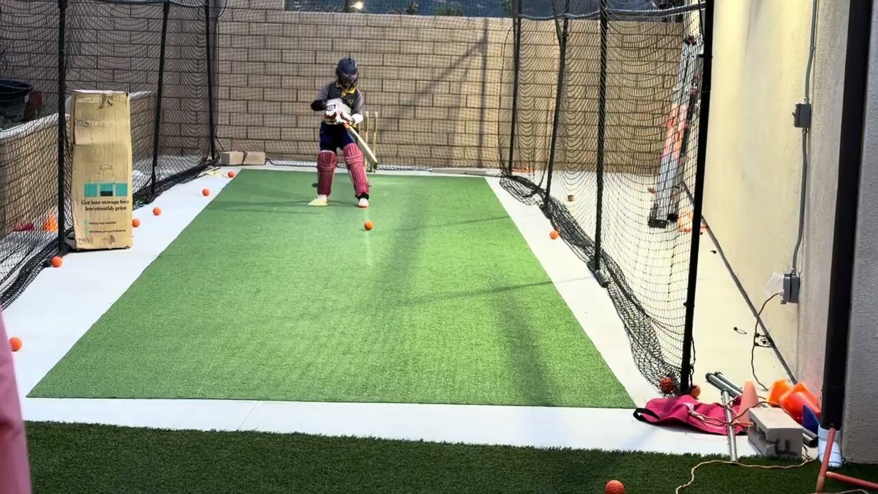 vihaan doing practice in nets with bowling machine to fix his errors on jan-21-2026.