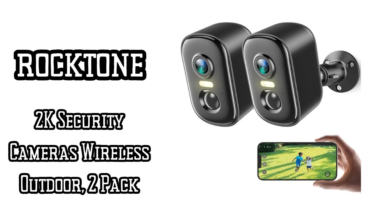 Rocktone 2K Security Cameras Wireless Outdoor | AI Detection, Night Vision & Weatherproof!