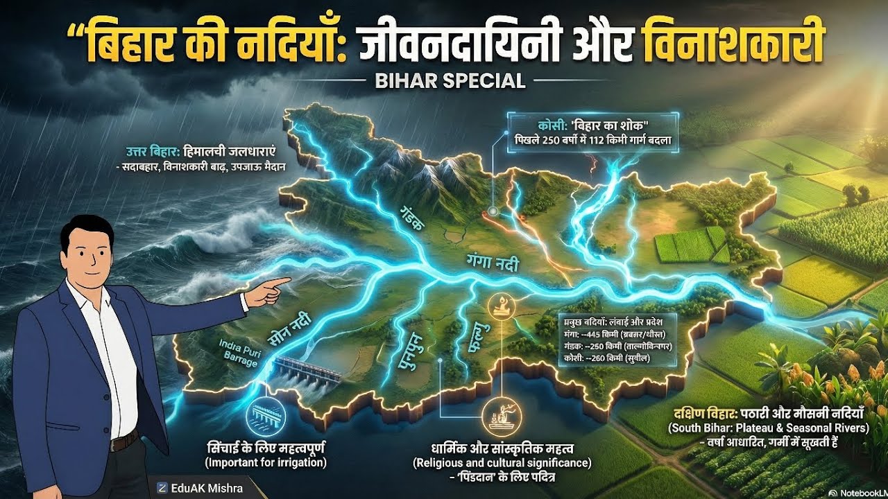 BIHAR SPECIAL 🔥 | बिहार की नदियाँ Complete Geography | BPSC • BSSC • TRE 4 | EduAK Mishra
