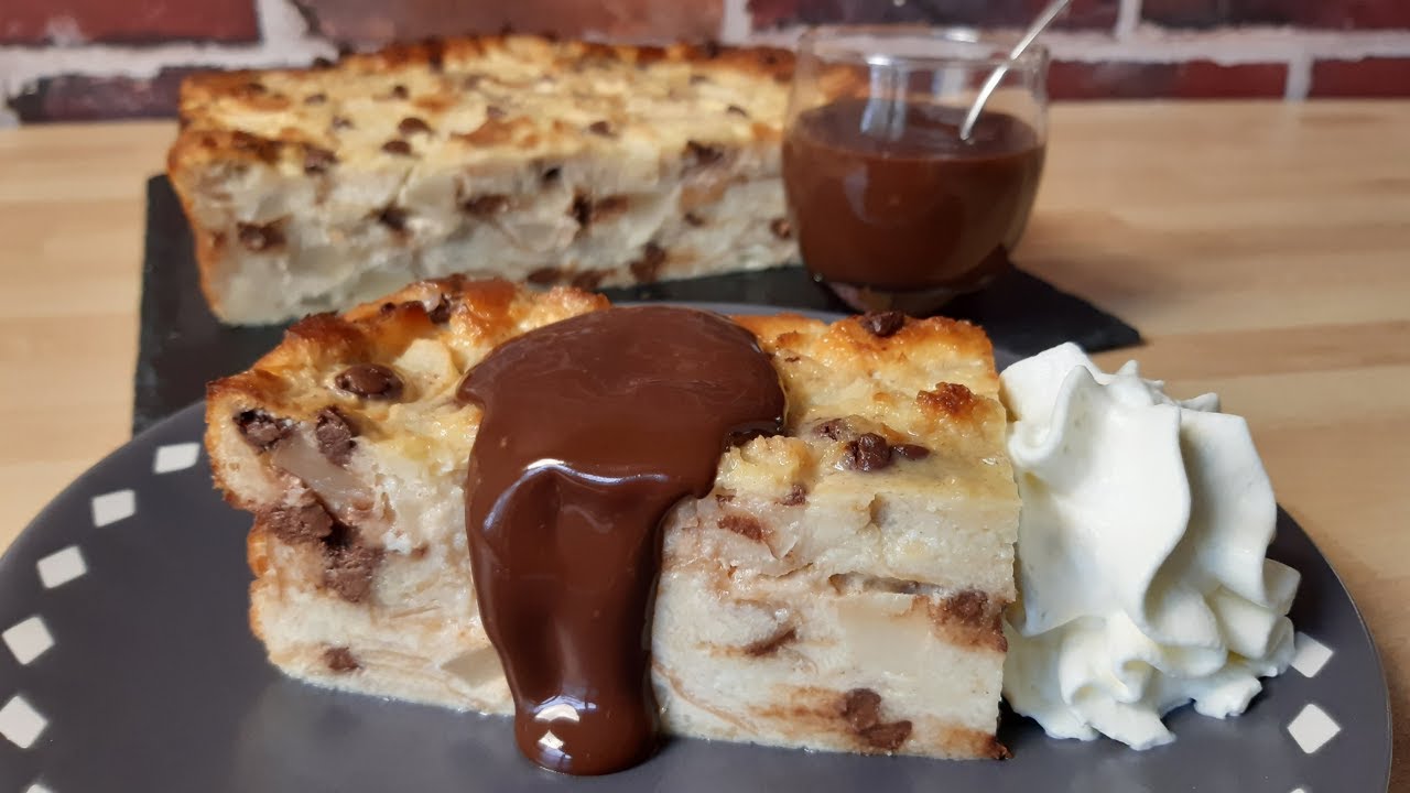 Pudding de pain rassis aux poires et au chocolat🍐🍫#245