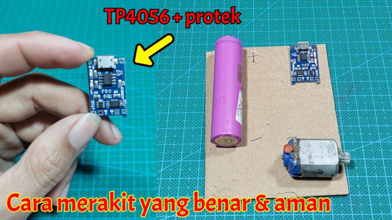Cara merakit modul charger TP4056+protek dengan dinamo 3 volt
