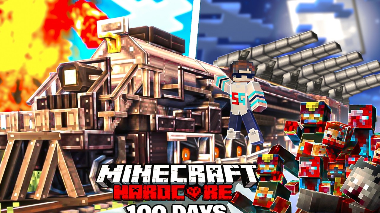 I Survived 100 Days on Train in zombie apocalypse in Hardcore Minecraft!