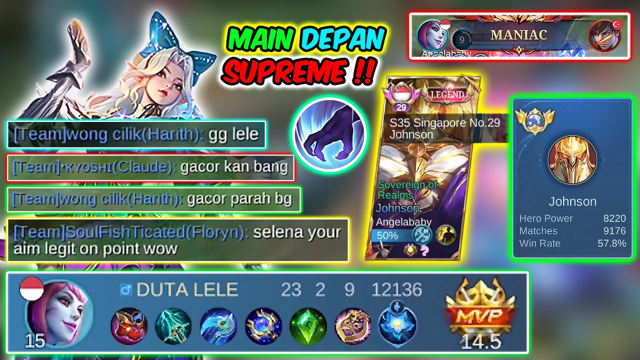 SELENA HYPER CARRY GLOBAL SUPREME JOHNSON SINGAPORE 9100 MATCH [ HANDCAM ] HAMPIR SAVAGE !