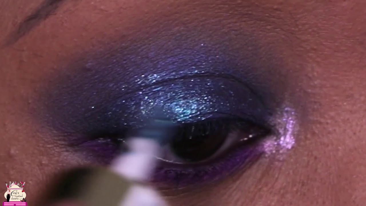 Easy Purple and Blue Glitter Eye Makeup Tutorial
