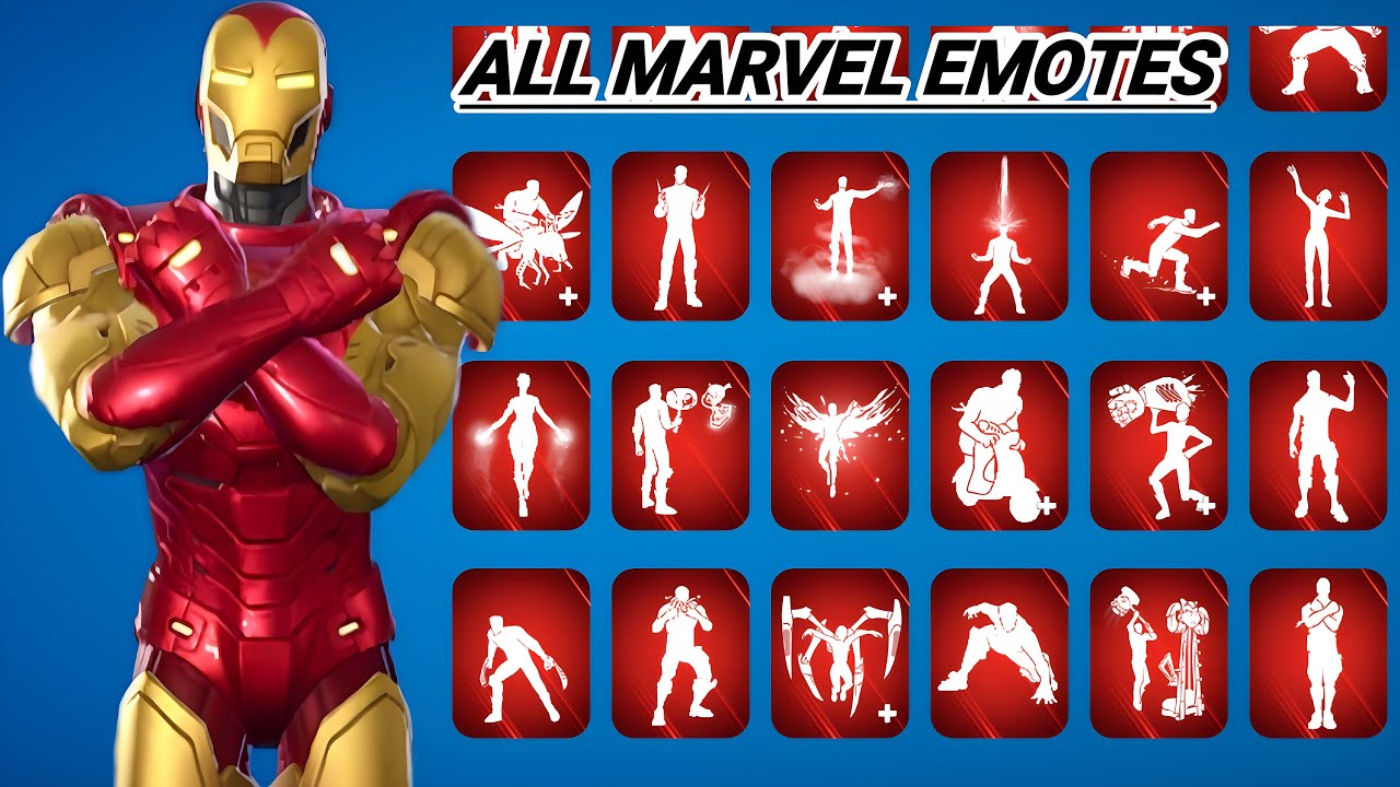 All Marvel Series Dances & Emotes with Iron Man Skin in Fortnite