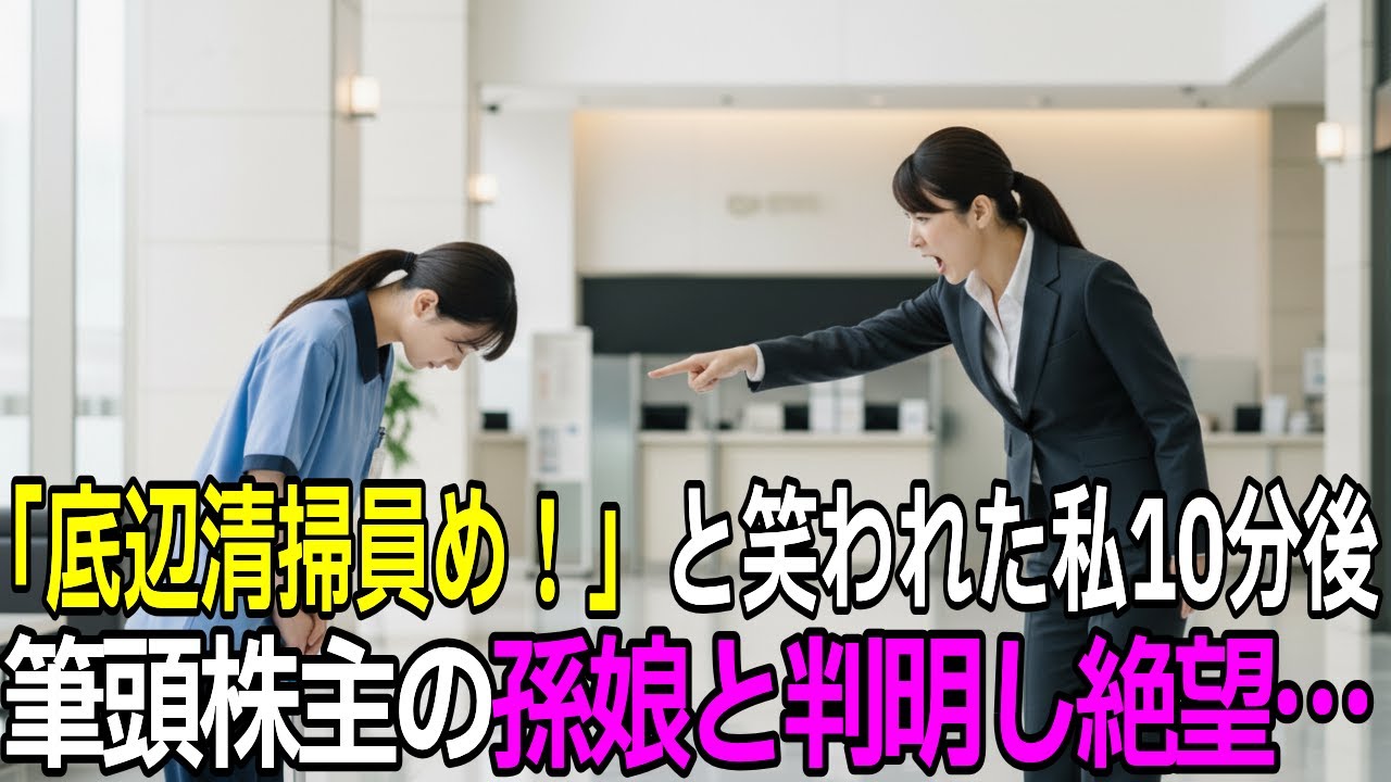 銀行員に底辺と笑われた清掃員、わずか10分後に筆頭株主の孫娘と判明し店長が土下座する羽目に【感動する話】【朗読】