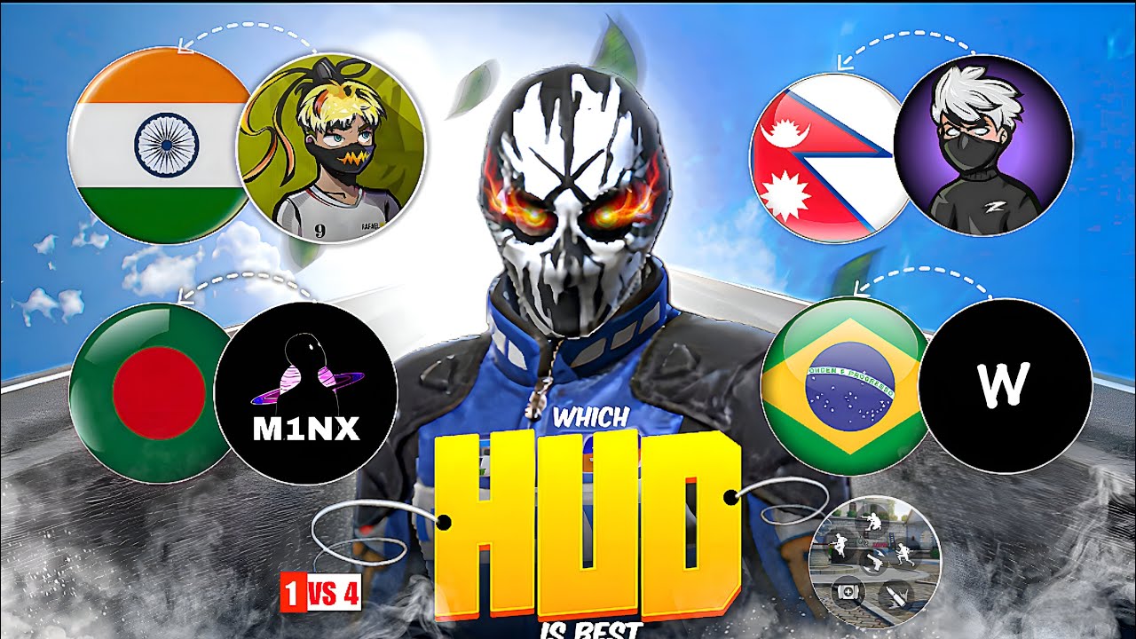 World's Best 3 Finger & 4 Finger Custom HUD CODE 🥶⚙️ | Top  4 Best Custom HUD  Free Fire🌪️