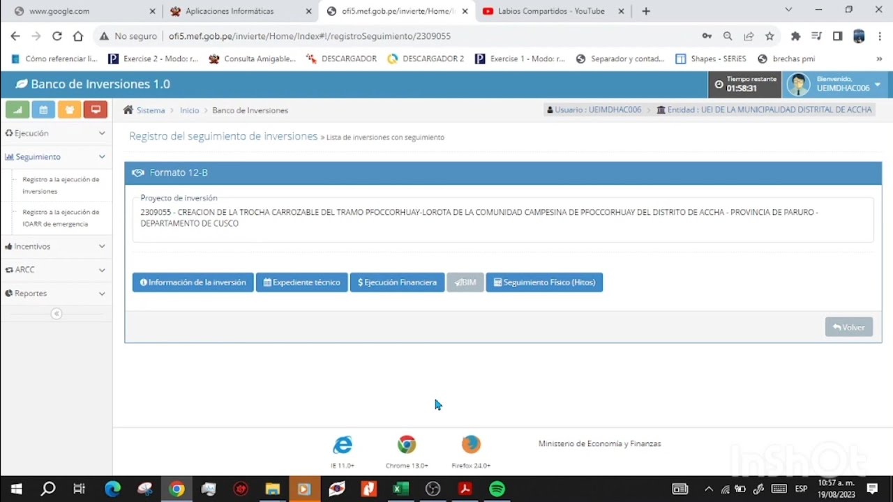 registro del formato 12B en el marco del invierte.pe