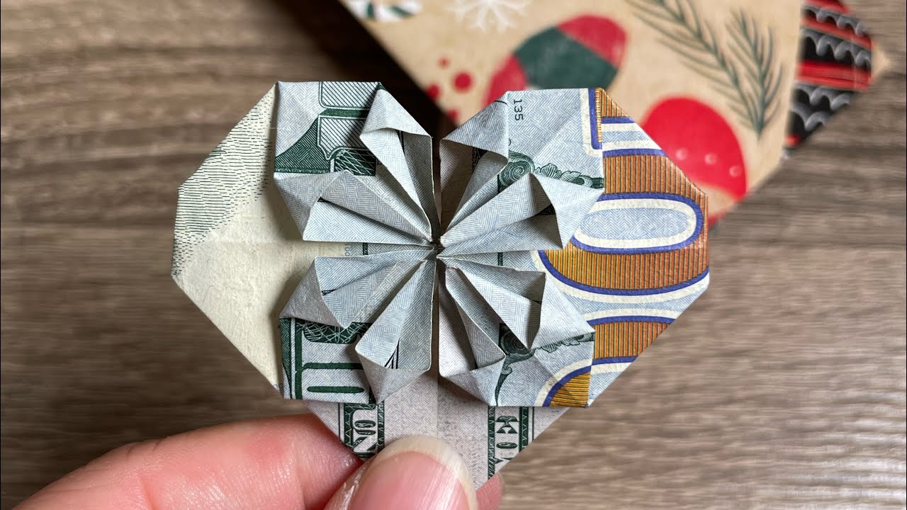 How to fold a money heart #moneygift #giftmoney #tutorialyoutube