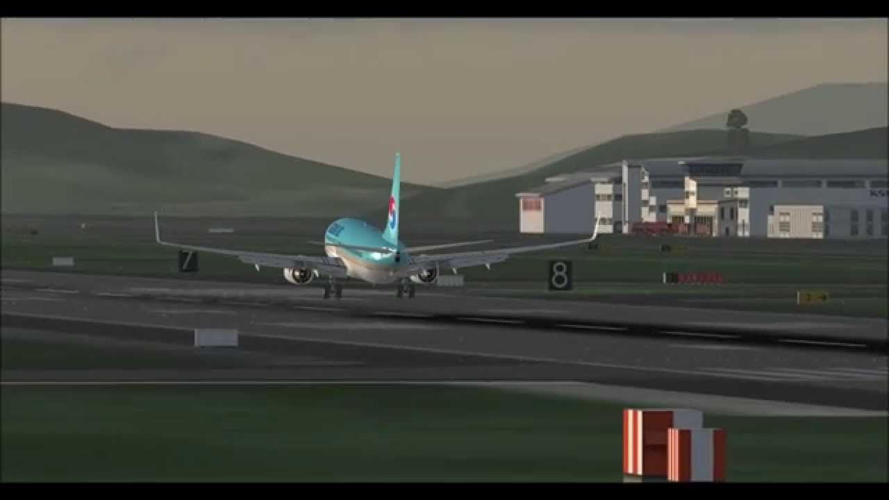 fsx PMDG 737 Korean air landing at Incheon 33R,pmdg777