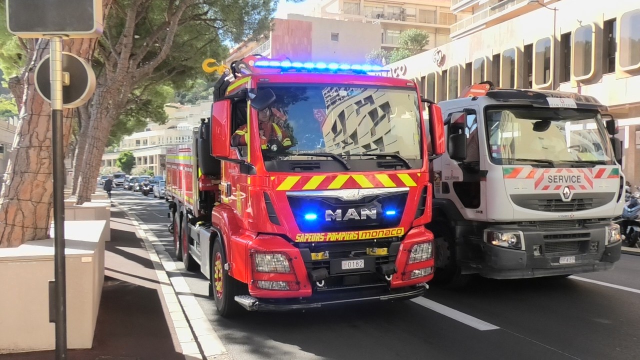 'Pompiers de Monaco' with Crane to a Collapsed Building! + Police in Nice