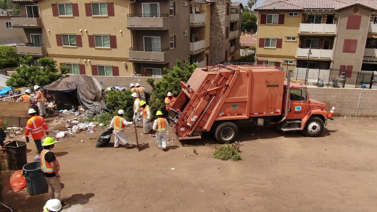 Drone Footage: National City homeless encampment clean up