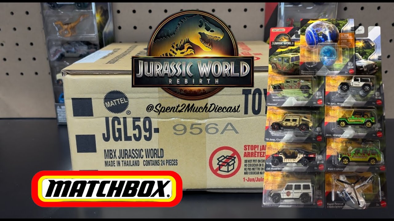 2025 Matchbox Jurassic World Rebirth Mix 1 Case Unboxing + 5 Packs Info - Jeep Ford Explorer