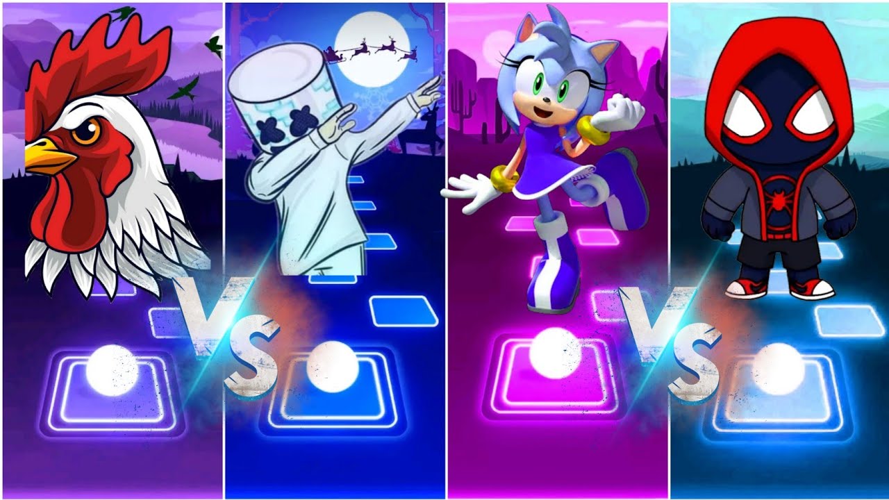 JGeco Chicken Vs Marshmello Vs Amy axe Vs Spiderman !!! tiles hop EDM Rush