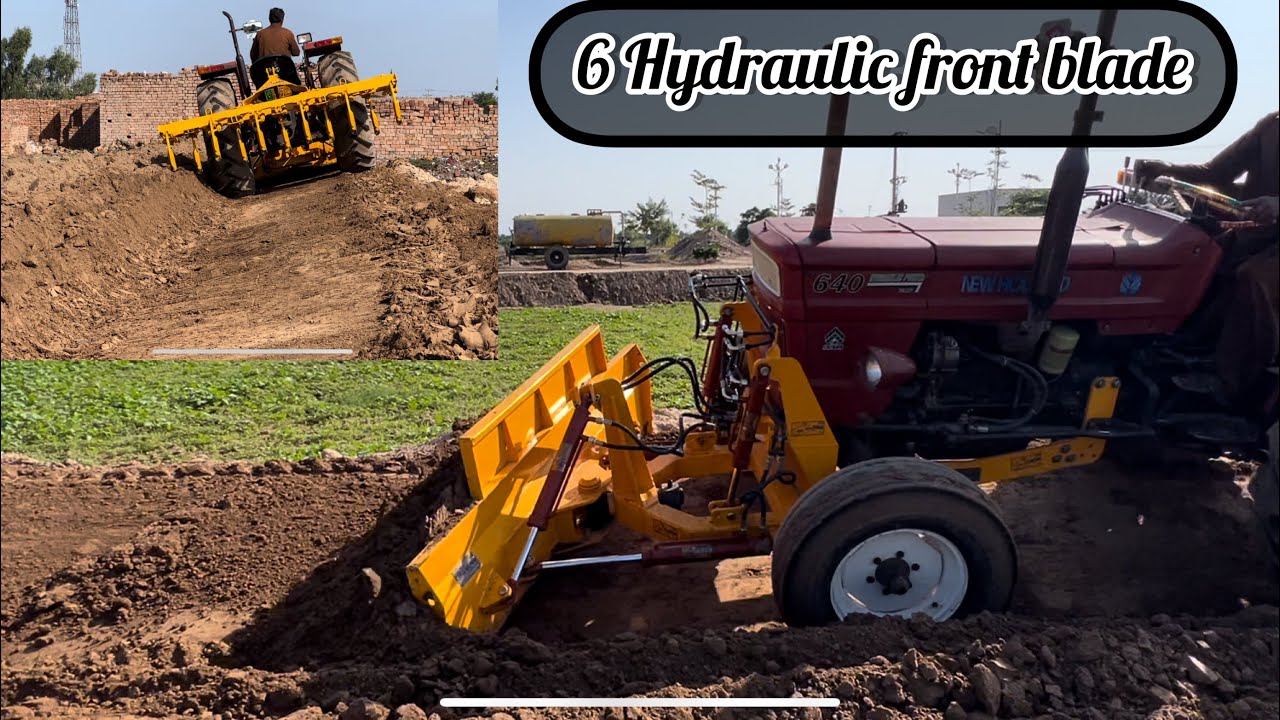 6 Hydraulic jacks tractor front blade performance with fiat 640 || tractor motor grader front blade