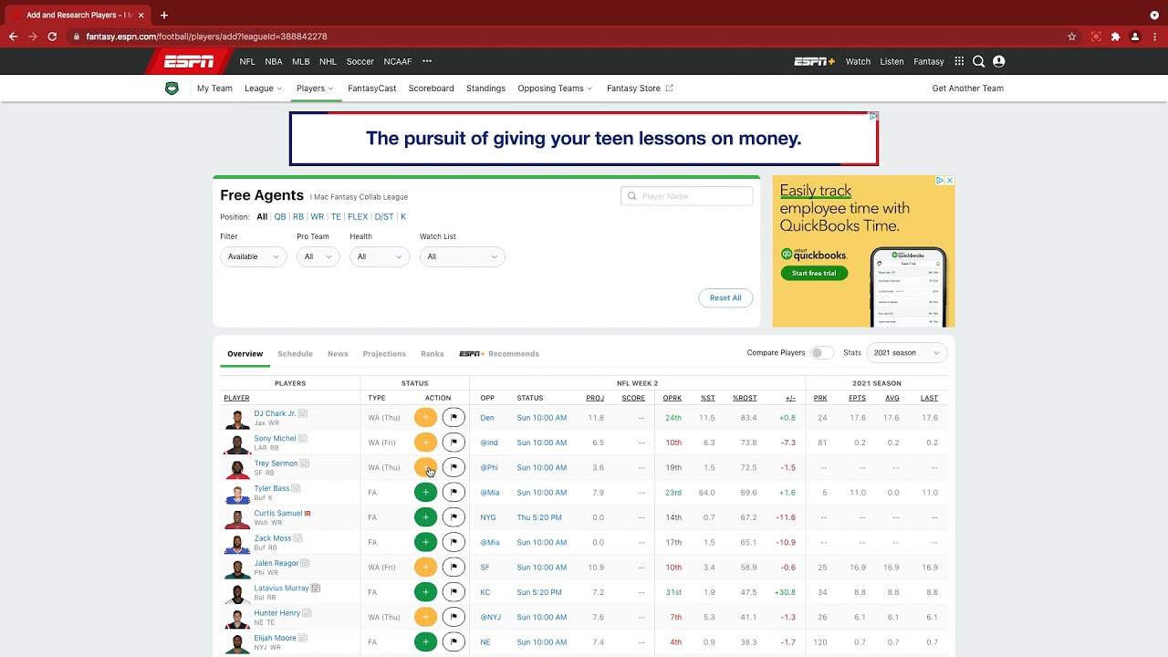 How to add players in fantasy football