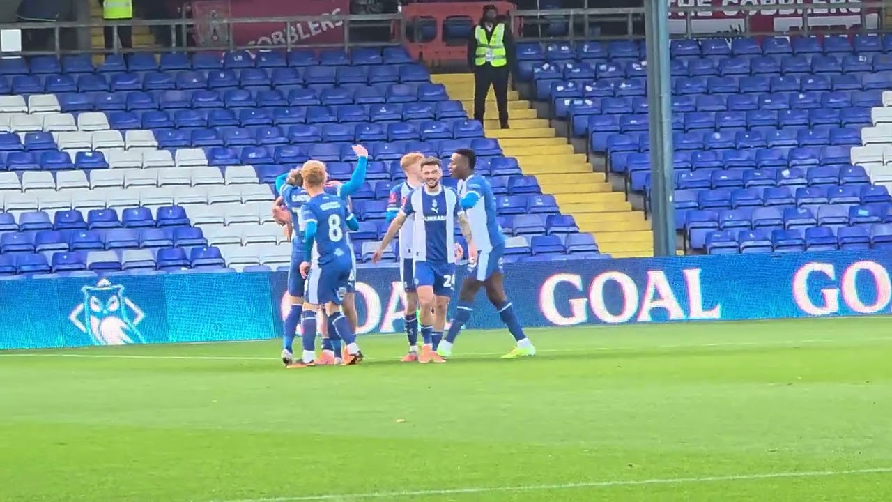 Spectacular overhead kick by Michael Mellon for Oldham Athletic Vs Northampton Town Emirates FA CUP