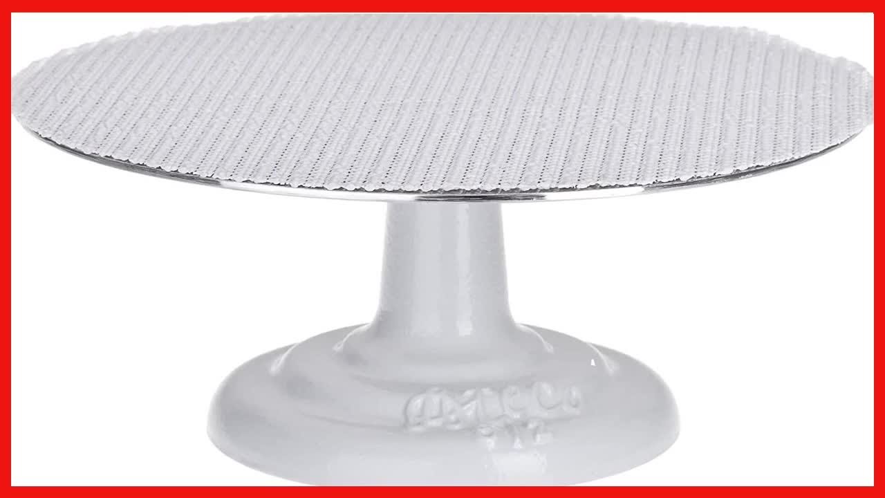 Ateco Revolving Cake Decorating Stand, Aluminum Turntable and Cast Iron Base with Non-Slip Pad