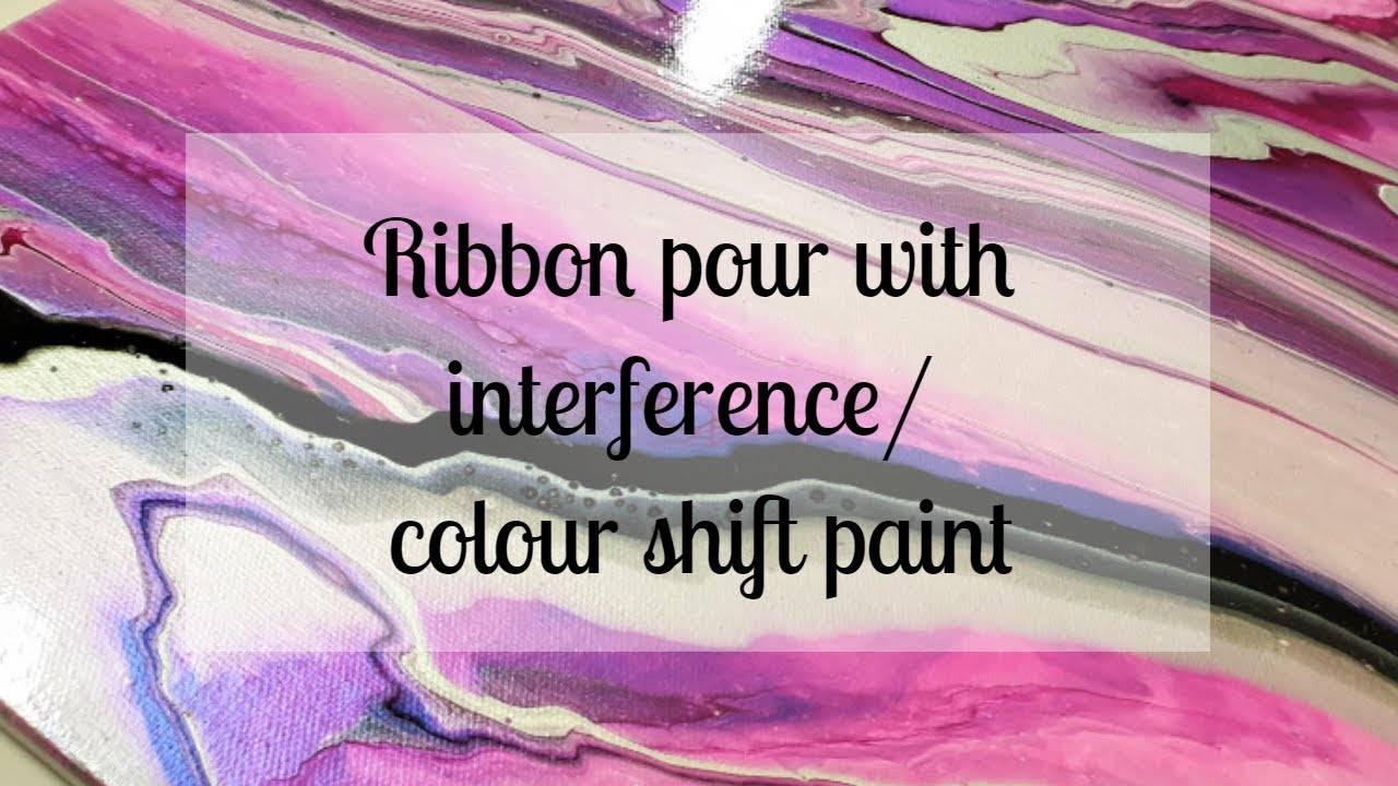 160 - Acrylic Ribbon Pour - pinks and purples with interference paint