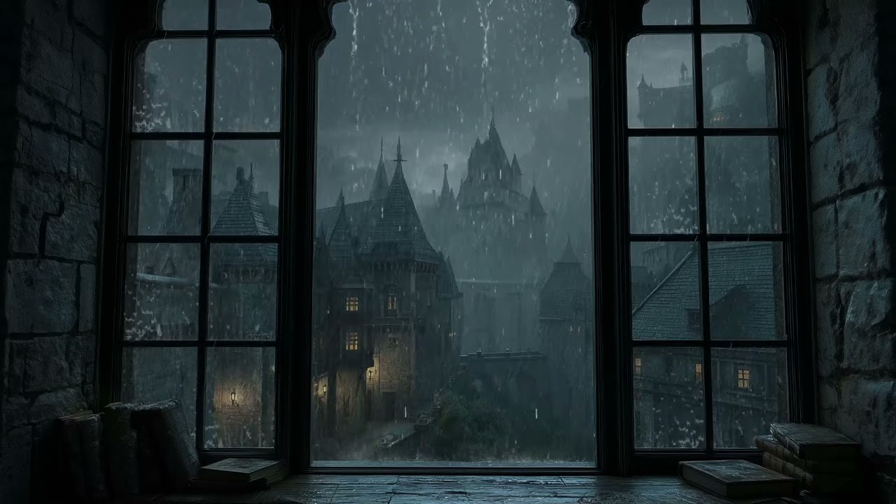 Dark Academia Playlist - Heavy Rain for Sleep, Study and Relaxation, Meditation - Rain On Window