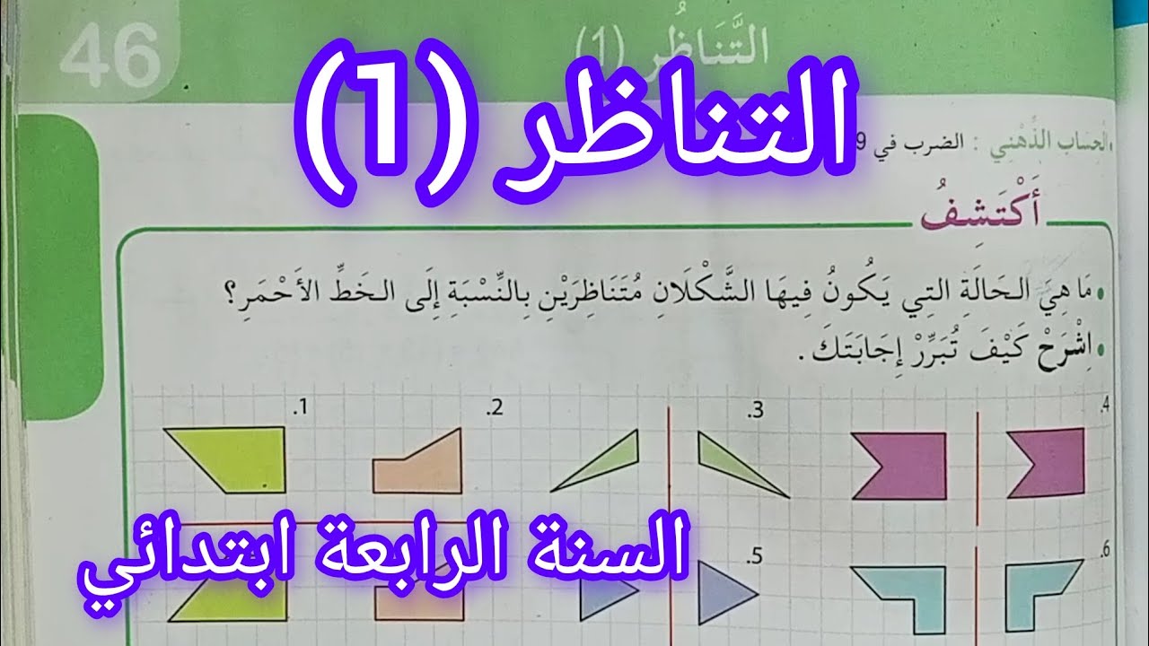 التناظر (1) صفحة 77 من كتاب الرياضيات سنة رابعة ابتدائي 