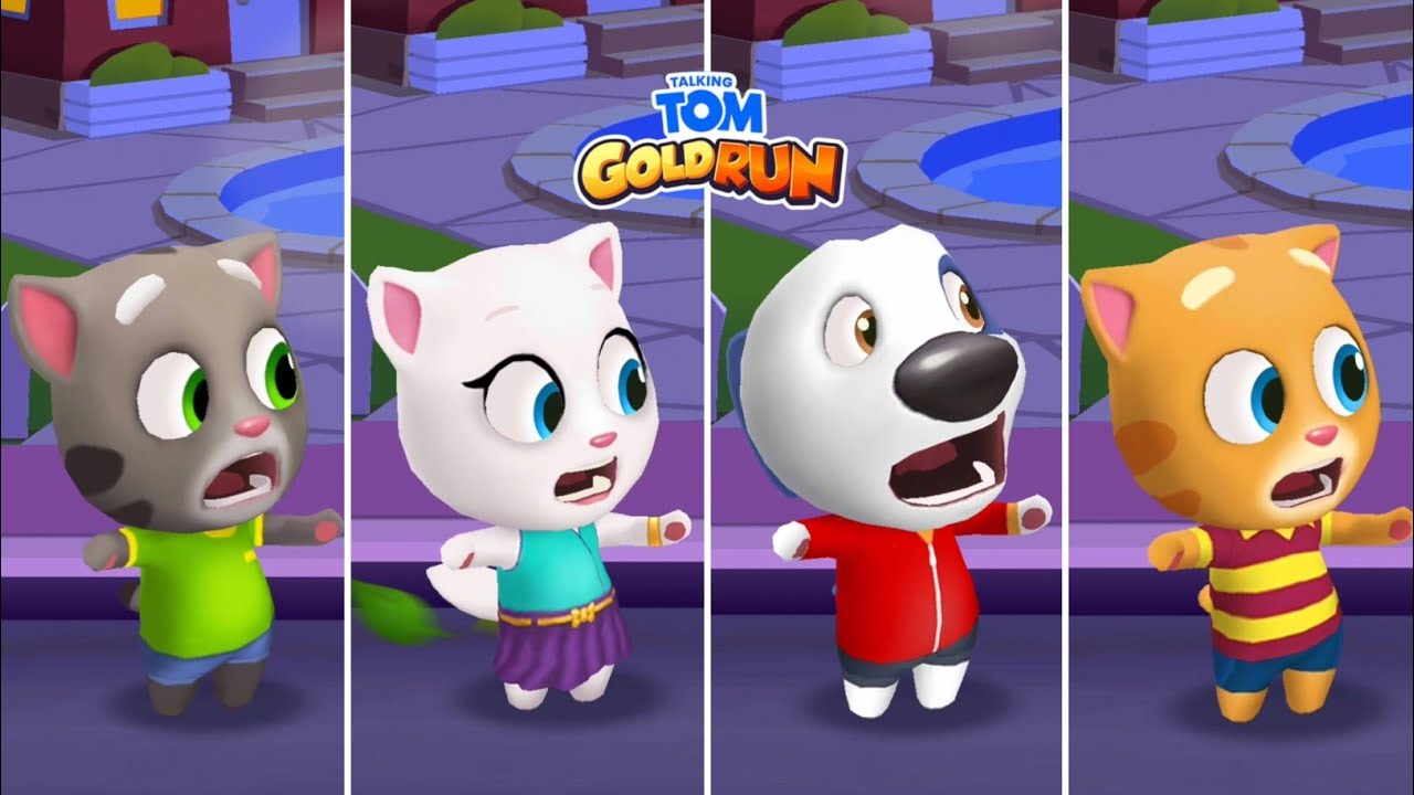 Talking Tom Gold Run - Talking Tom vs Neon Angela vs Talking Hank vs Talking Ginger Android Gameplay