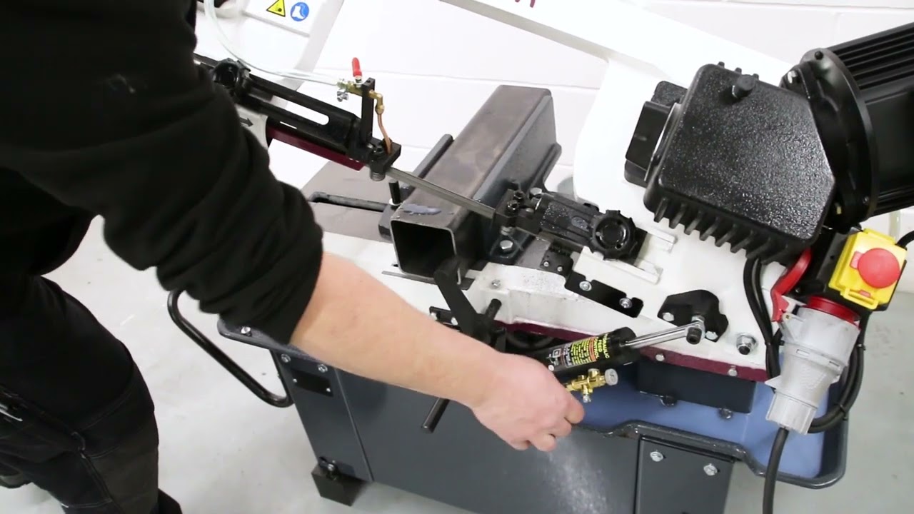 Professional quality Optimum S181G Metal Cutting Bandsaw. - Box section steel, straight & mitre cuts