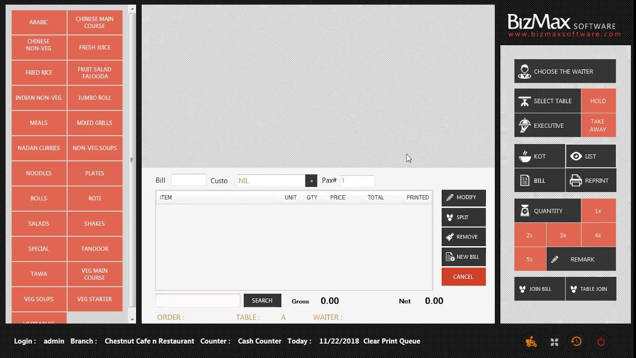 Bizmax  Restaurant Management Software (POS Demo)