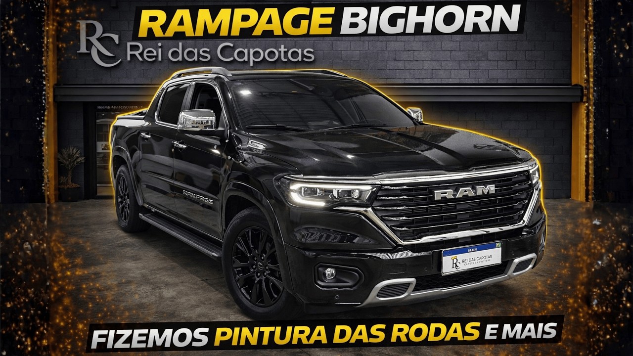 RAM RAMPAGE BIGHORN Instalamos Pintura das Rodas Santo Antônio Estribo e Friso Lateral e Mais!