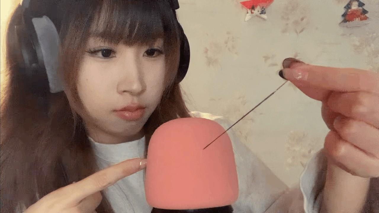 ASMR Mic Scratching on foam cover | thread your brain | tickle eardrum with nails, metal tools, wool