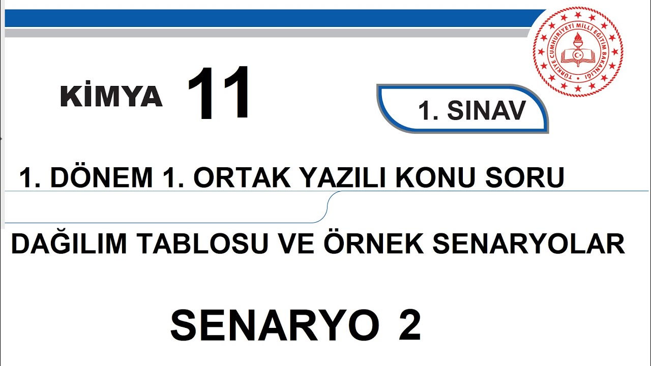 Kimya 11. Sınıf 1. Dönem 1. Yazılı MEB Senaryo 2 Ortak Kimya Yazılısı 2023/2024 açık uçlu klasik