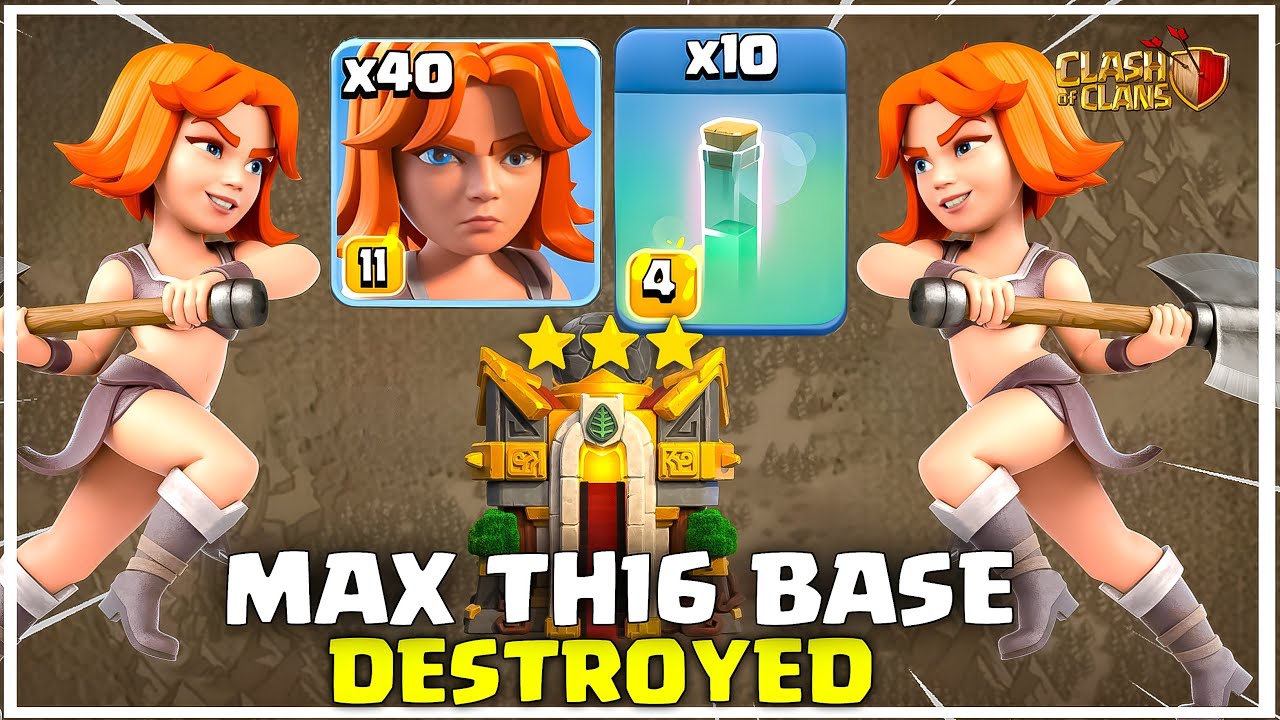 Максимум база TH16 разрушена с помощью невидимого заклинания &laquo;Валькирия&raquo; | Clash of Clans