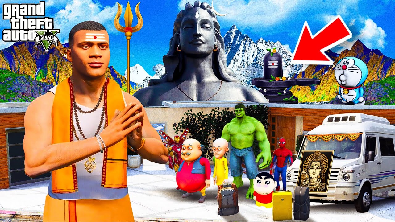 Shin Chan & Franklin Going a Trip to Lord Shiva Mahadev Temple (Maha shivrathri) in Gta 5 Telugu