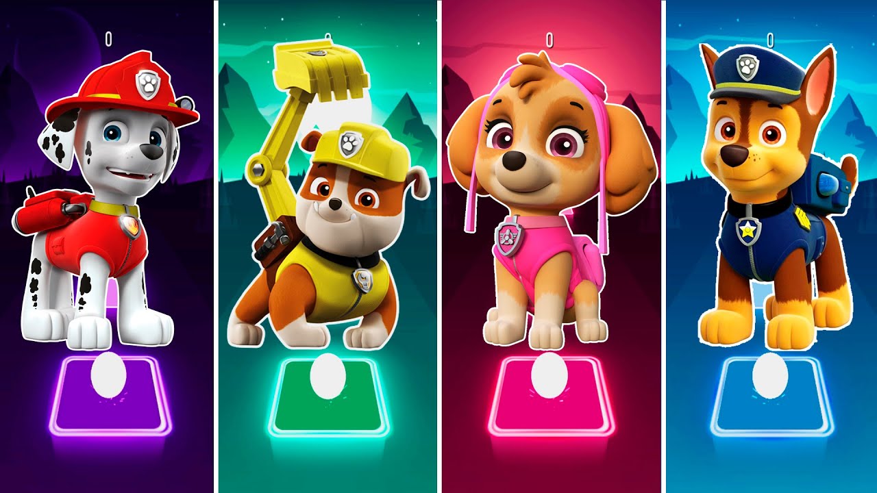 Paw Patrol Teaml | Marchall vs Rubble vs Skye vs Chase | Tiles Hop EDM Rush